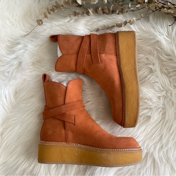Ulla Johnson Lennox Ankle Buckle Boots in Terracotta Suede EU37 US7 - Picture 8 of 16